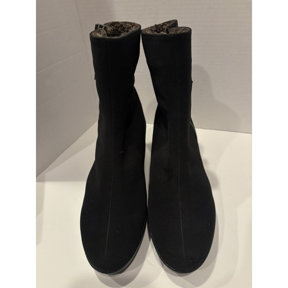 Stuart Weitzman Sidetrack Wedge Ankle Bootie Womens 9 Black Suede Zip - Picture 5 of 8
